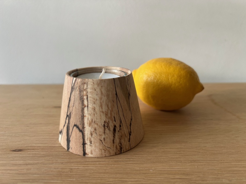 spalted beach tea light 